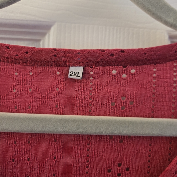 Women's Red Ruffle Sleeve Top - Picture 6 of 8